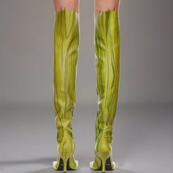 AVAVAV Green Very Slimy Feet Thigh High Boots Size 41 Runway Collection RARE - Picture 5 of 16